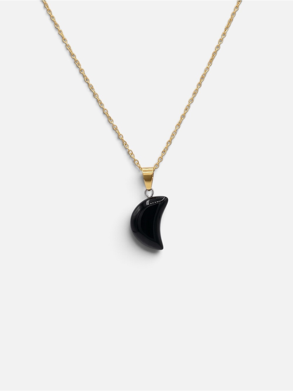 OBSIDIAN MOON NECKLACE (GOLD)